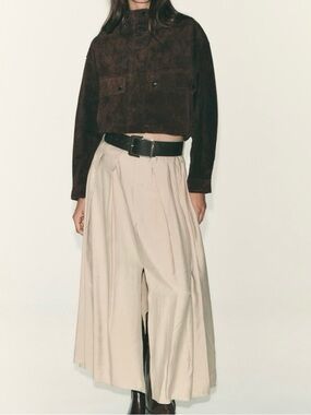 Zara pleated midi skirt khaki